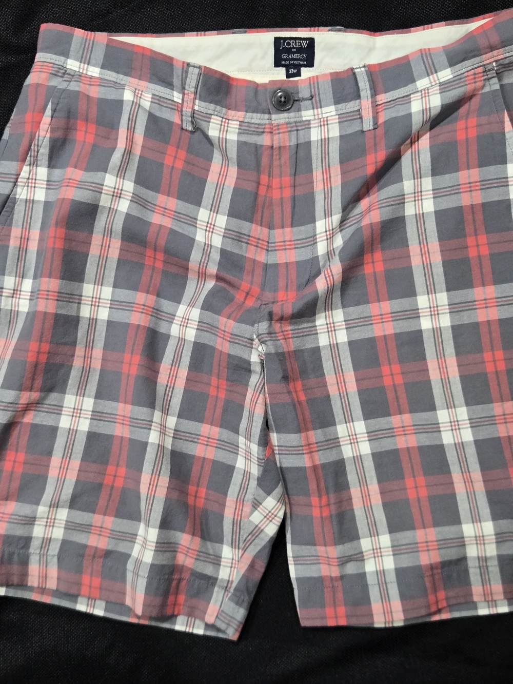 J. Crew Gray and Red Plaid Men’s Flat Front Shorts
